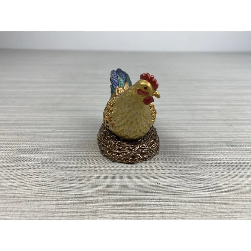 Vintage Rucinni Chicken Hen Trinket Box‎ Jeweled